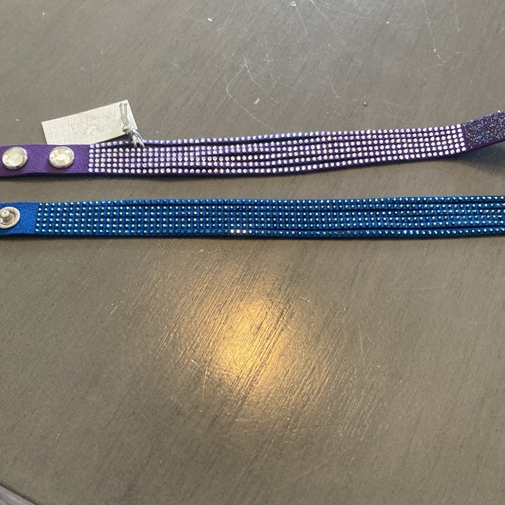 2 Swarovski Slake crystal wrap bracelets blue purple - Picture 4 of 7